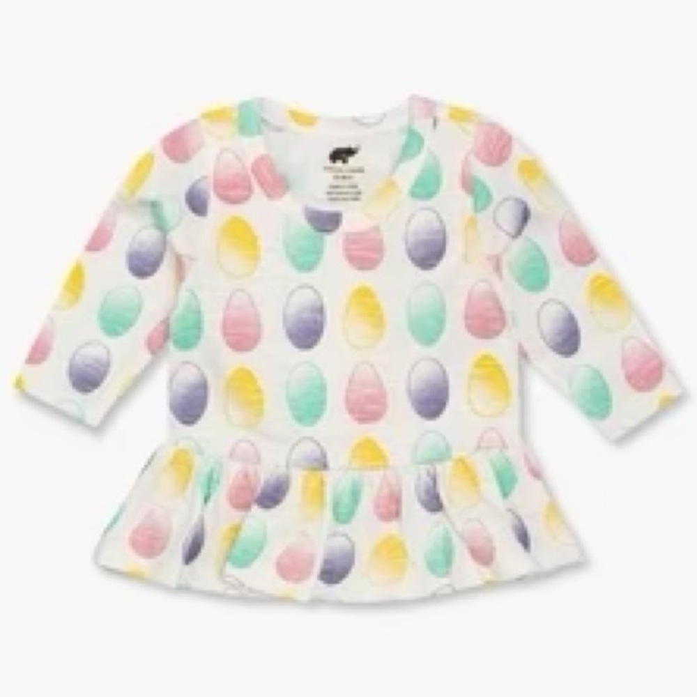 Monica + Andy Long Sleeve Peplum T-Shirt Easter Egg Print Size 4T